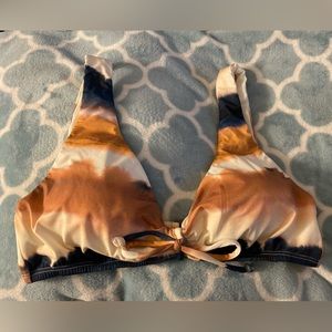 Blue, White, & Brown Tie Dye-ish Swim Bikini Top